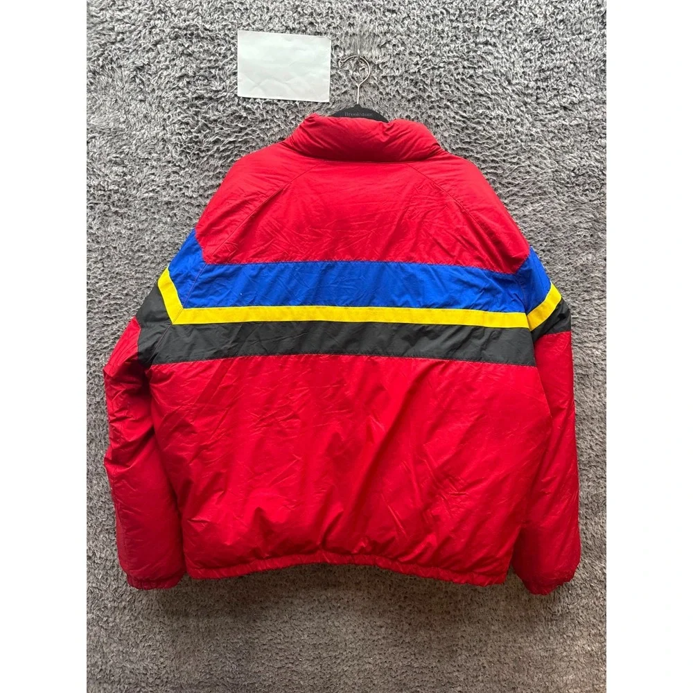 Polo Ralph Lauren Cookie Patch Striped Down Puffer Jacket Red Mens Size XL